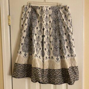 Charter Club Women's Skirt With Pleats Flowy 100% Cotton Fully Lined Sz 12